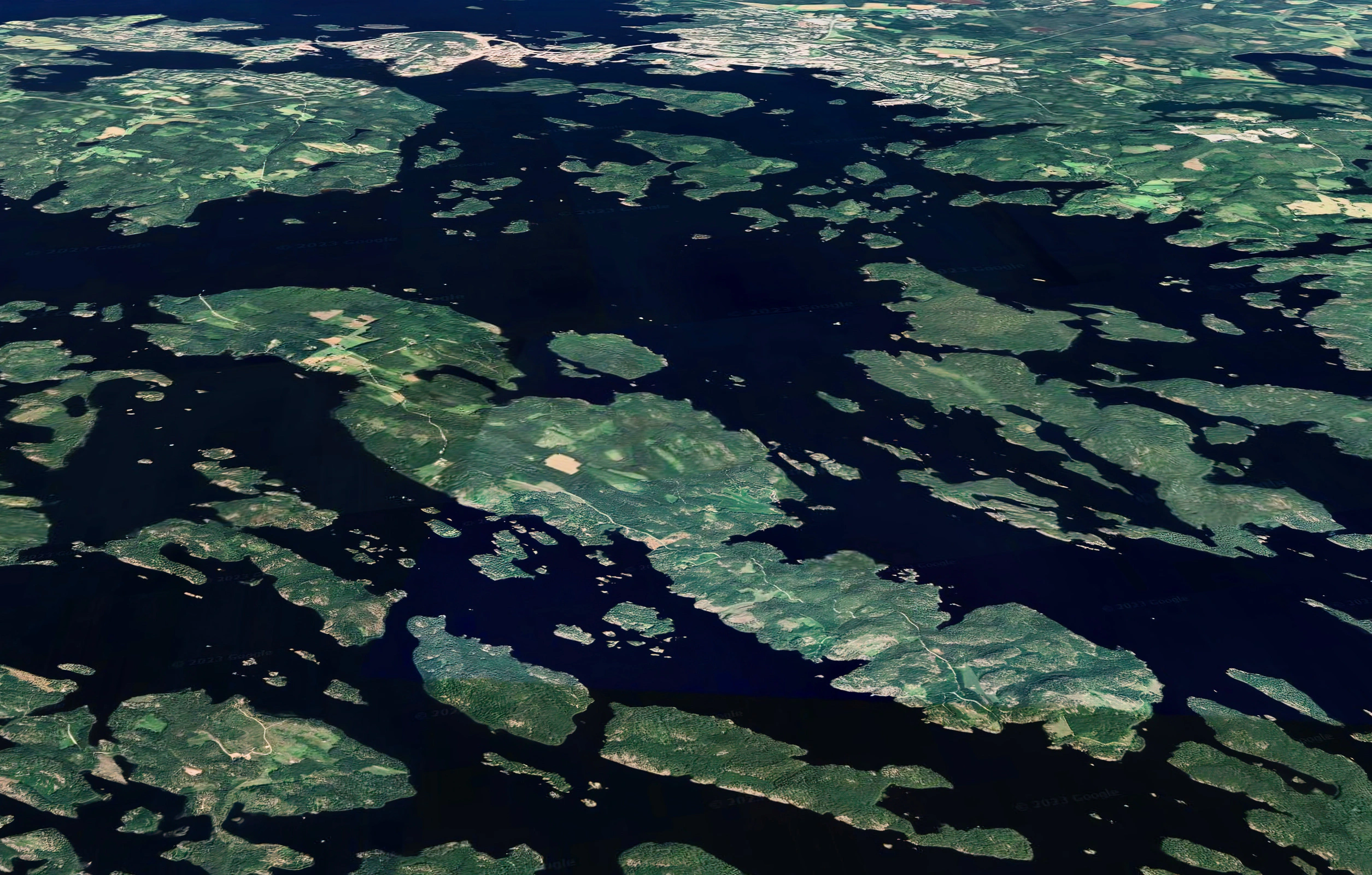 A satellite image of present day Laukansaari